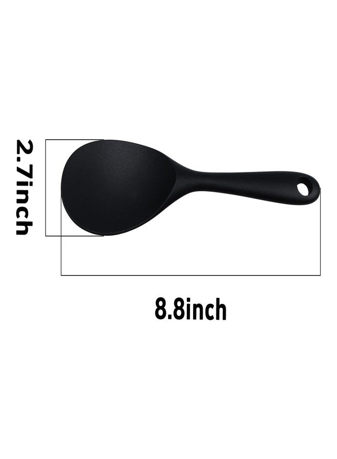 Septe 2 Pcs Silicone Rice Paddle Spoon,Rice Scooper,Rice Spatula,Rice Spoon Paddle,Rice Cooker Spoon (Black) - Image 2
